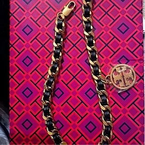 Tory Burch Gold and Black Double Chain Bracelet
